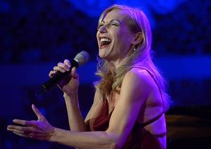 Ute Lemper performs on stage at the Palau de la Musica on February 7, 2014 in Barcelona, Spain.