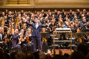 Composer Julian Darius Revie at the premiere of Mass of the Divine Shepherd at Carnegie Hall on June 29, 2015