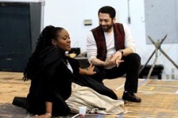 <p class="caption">"Il Trovatore" director Jose María Condemni works with soprano Lisa Daltirus, who has the role of Leonora, during a staging rehearsal for the opera.</p>