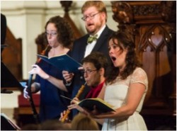 Tenet and the Sebastians: From left, Priscilla Herreid, Geoffrey Williams, Debra Nagy and Molly Quinn during these ensembles' performance at Holy Trinity Lutheran Church on the Upper West Side.