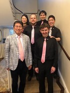 The 6821 Quintet poses with commissioner Dr. Ryuji Ueno after the premiere of Clancy's piece.